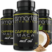 (3 paquets) Pilules énergétiques avec racine MACA - 200 mg de caféine pour l'endurance, l'endurance et l'humeur, prétraitement, concentration et énergisation avec huile de MCT de n